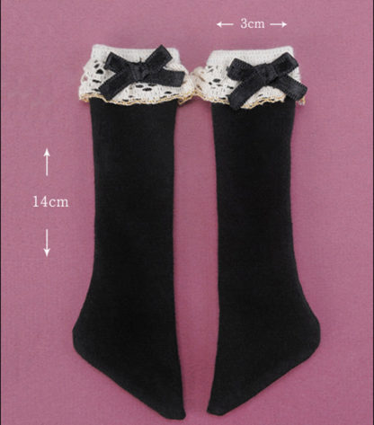 doll more msd lacy girl knee socks black