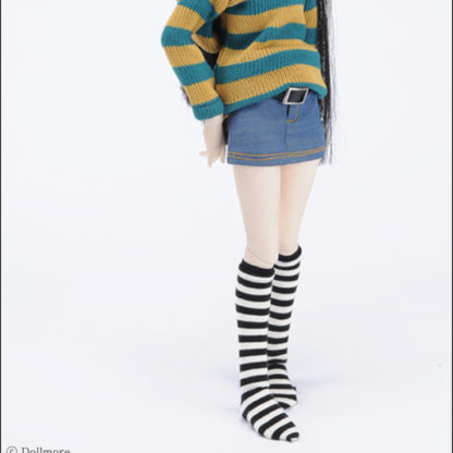 doll more msd striped middle knee stockings