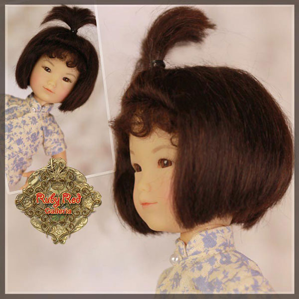 RubyRed Galleria Size 5/6 Ten Ping Black Mohair Wig with Modified Bob