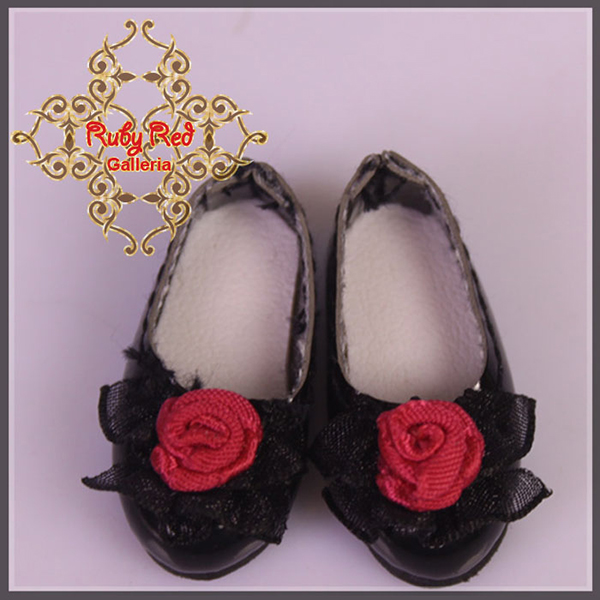 RubyRed Galleria Tiny Black Leather Flats Shoes