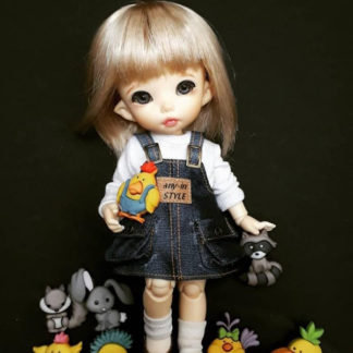 anydoll style small pukifee pocket overall dress denim