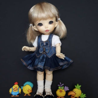 anydoll style small pukifee frill denim dress