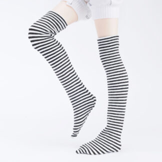 dollmore msd fine striped stockings black and white