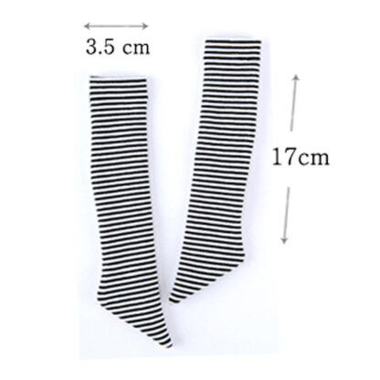 dollmore msd fine striped stockings black and white