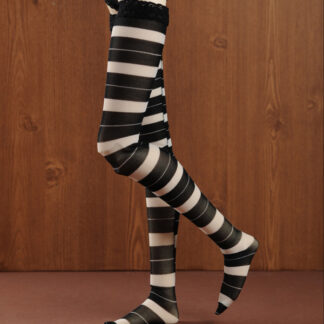 dollmore sd black ivory stripe stockings
