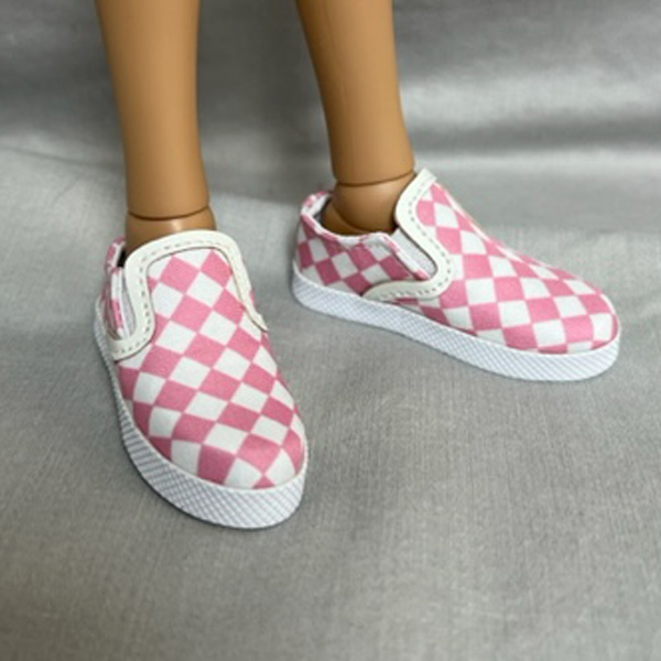 Pink Chex Slip Ons MSD Minifee Denver Doll Emporium