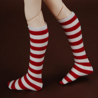 dollmore msd red white striped knee socks