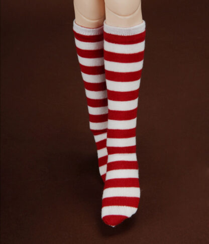 dollmore msd red white striped knee socks