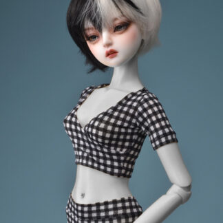 dollmore sd black white check v neck top