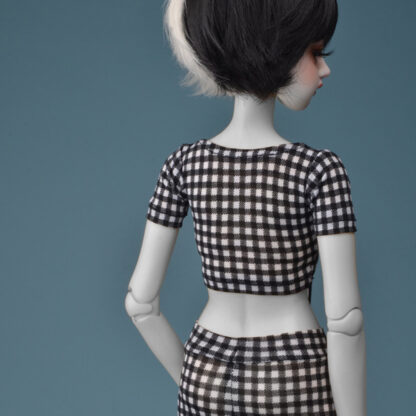 dollmore sd black white check v neck top