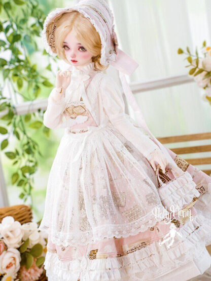 dolly planet msd white pink garden dress