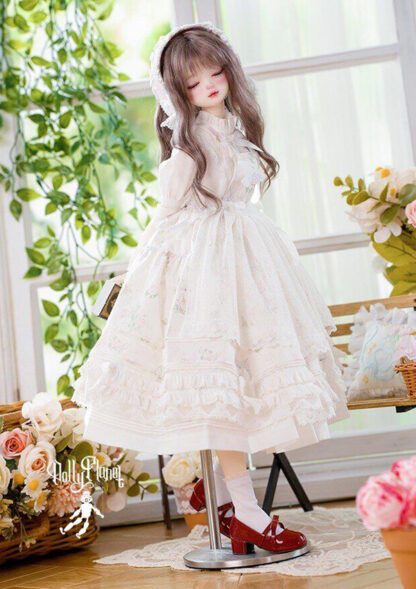 dolly planet msd white pink garden dress