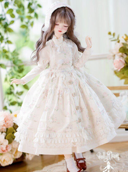 dolly planet msd white pink garden dress