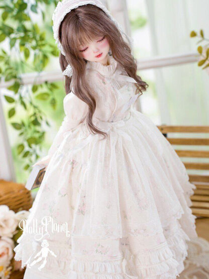dolly planet msd white pink garden dress