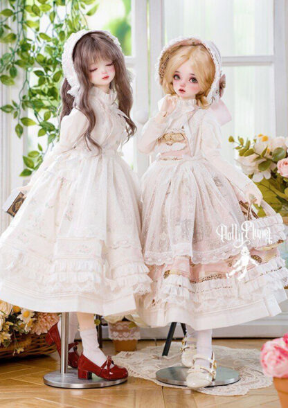 dolly planet msd white pink garden dress