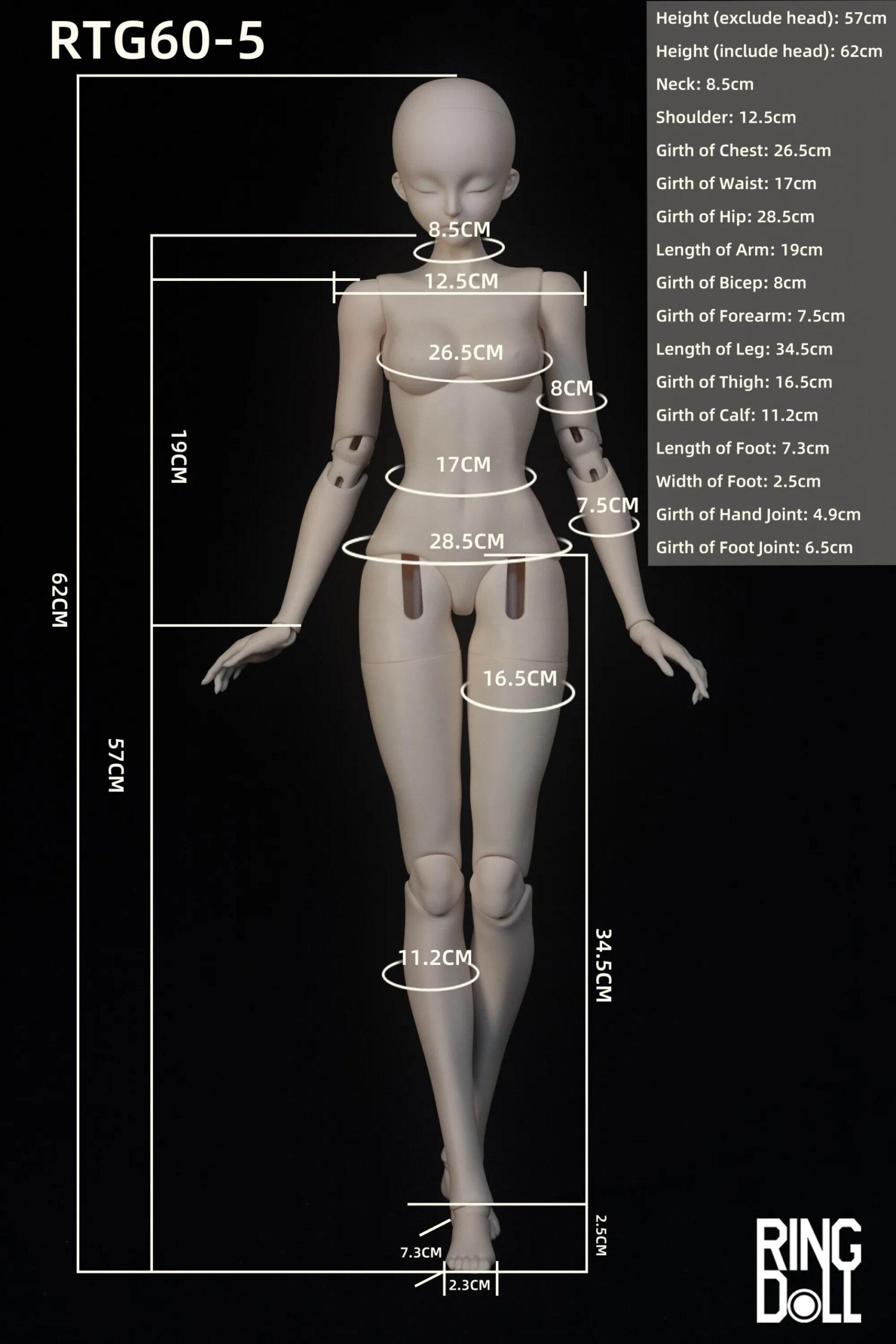 ring doll teenager body rtg60-5