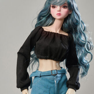 dollmore model cropped long sleeve shirt white black