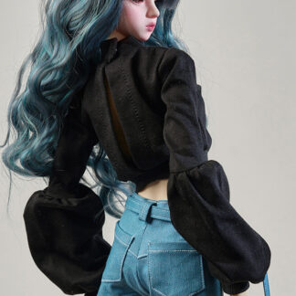 dollmore model open back shirt white black