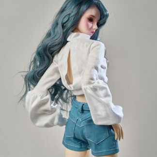 dollmore model open back shirt white black