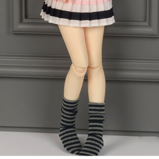 dollmore msd black gray stripe knee socks