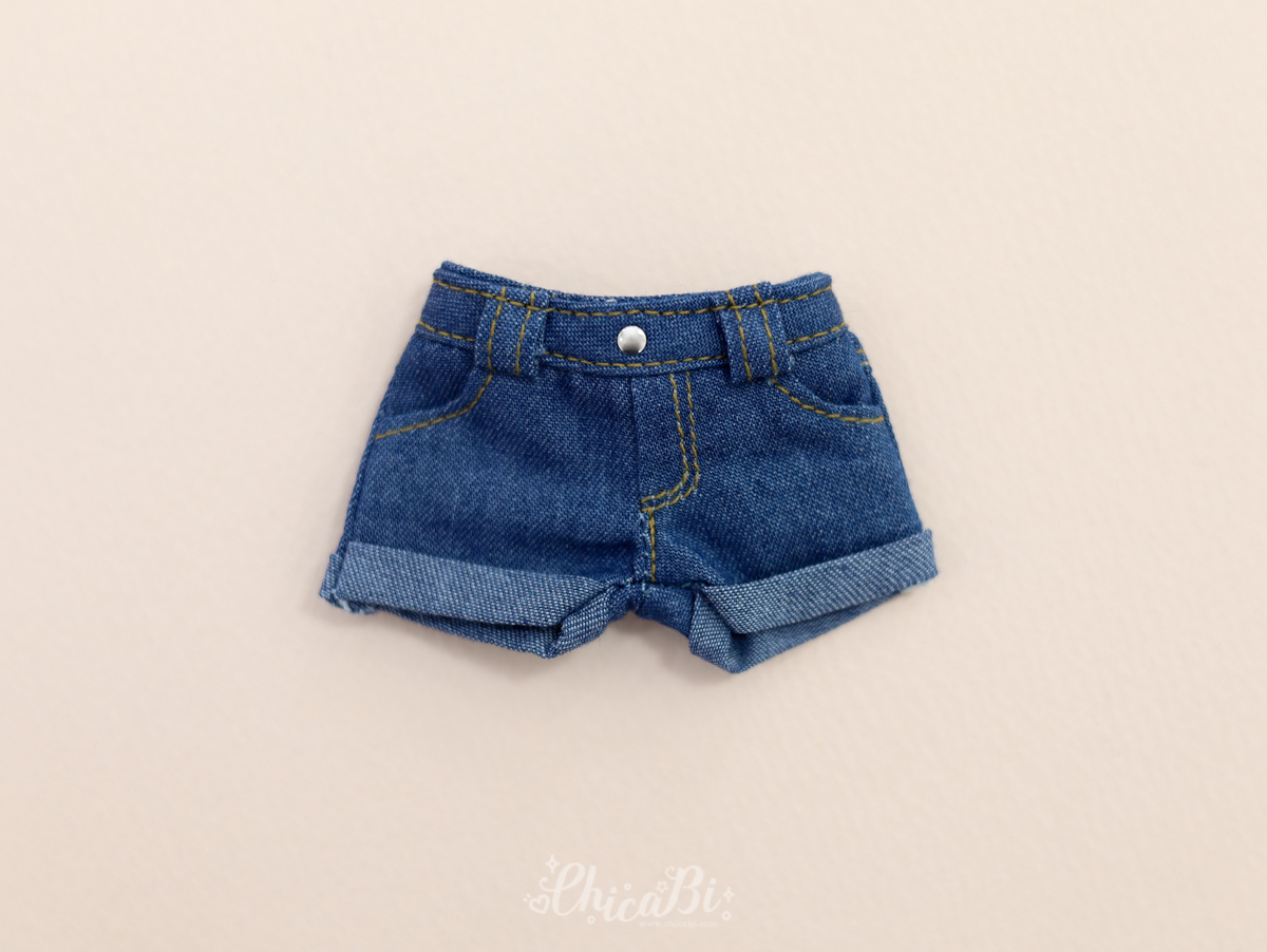 chicabi 16cm roll up denim shorts