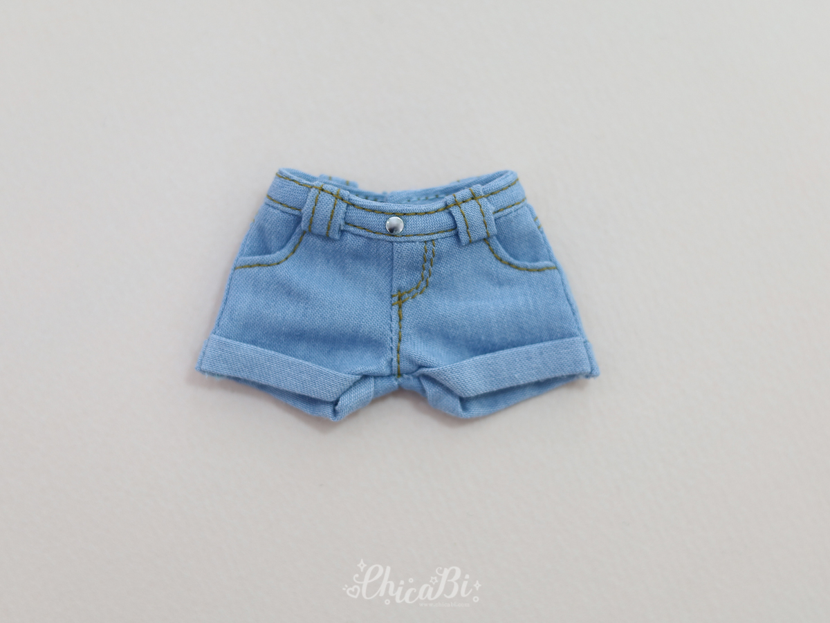 chicabi 16cm roll up denim shorts