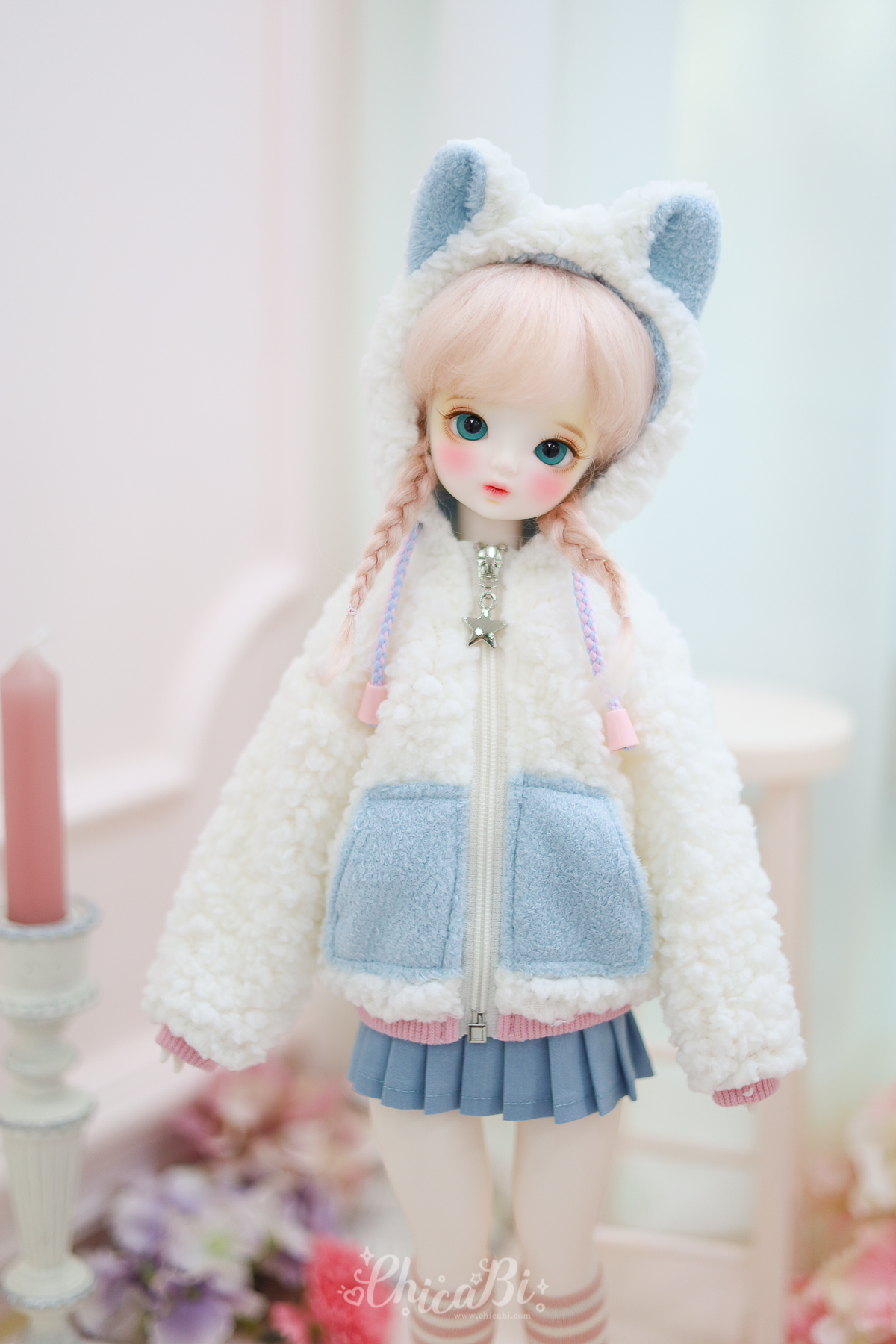 chicabi msd pompom fleece jacket