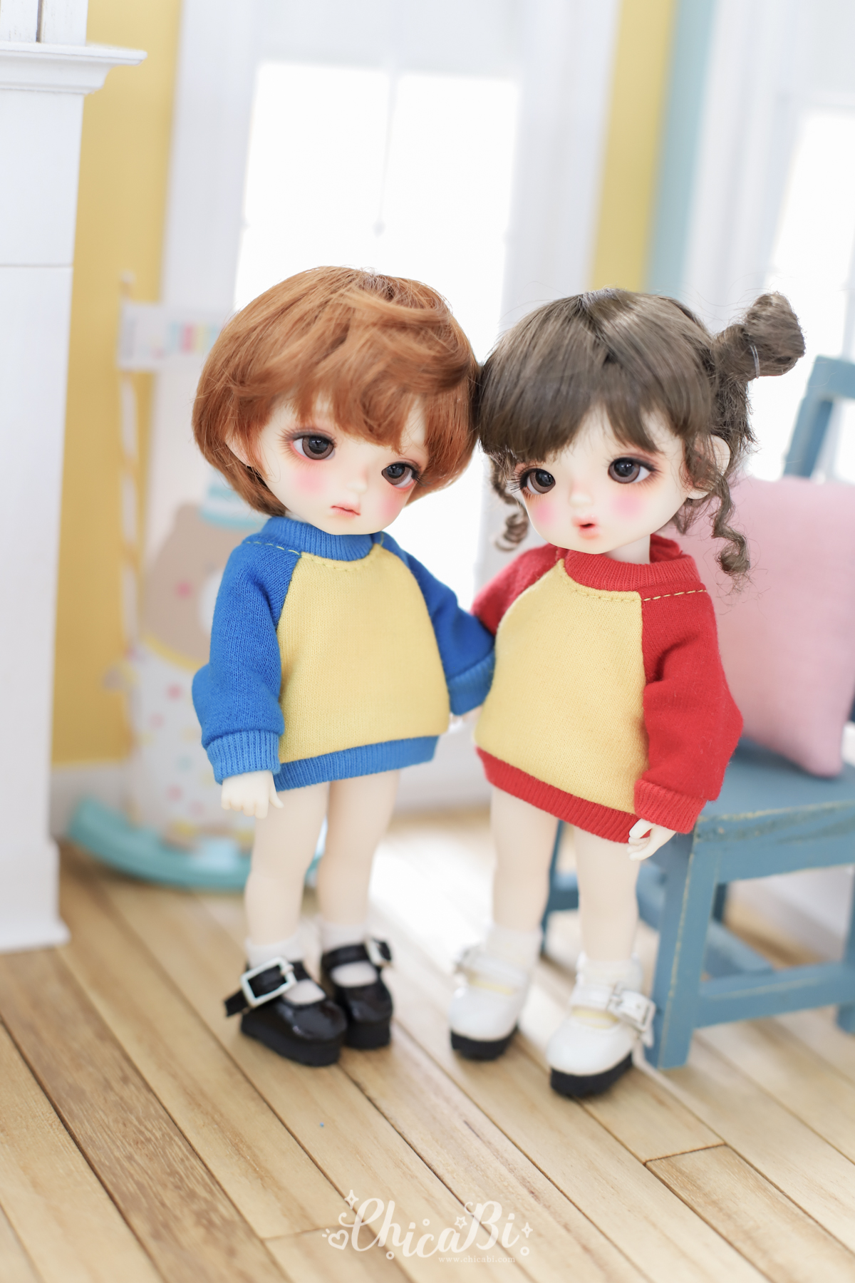 chicabi 16cm blue block sweatshirt