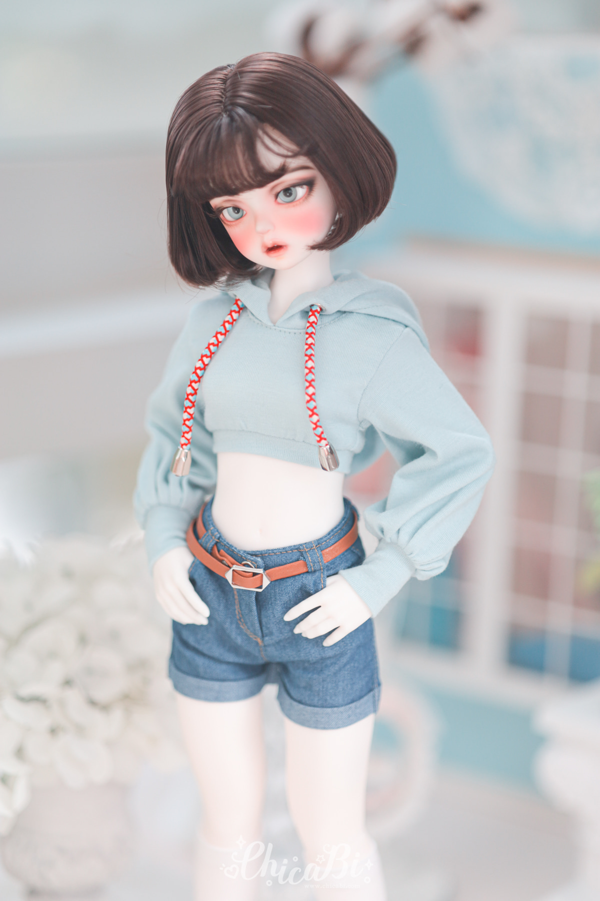 chicabi msd roll up denim shorts