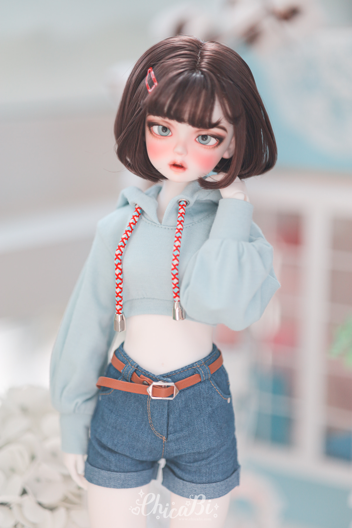 chicabi msd roll up denim shorts