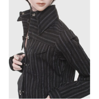dollmore model pinstripe black shirt